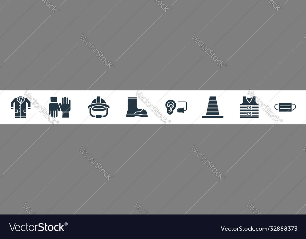 Flat rescue and protective line icons linear set vector image Flat rescue and protective line icons linear set