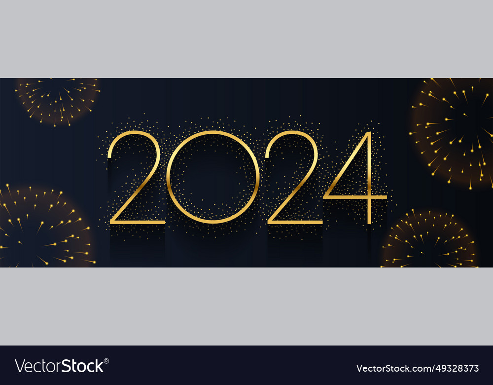 Golden 2024 new year firework celebration Vector Image