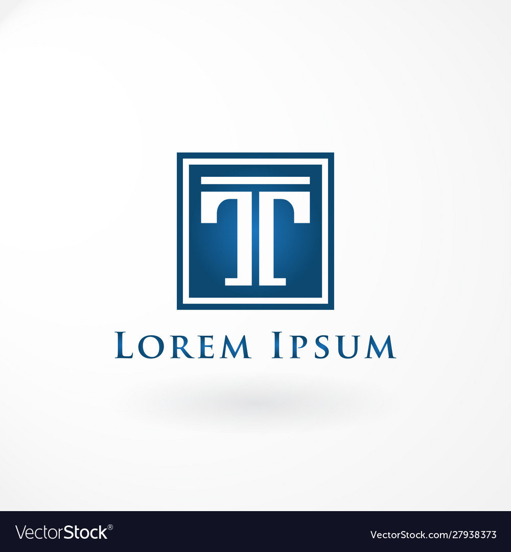 Letter t with customized serif font and square