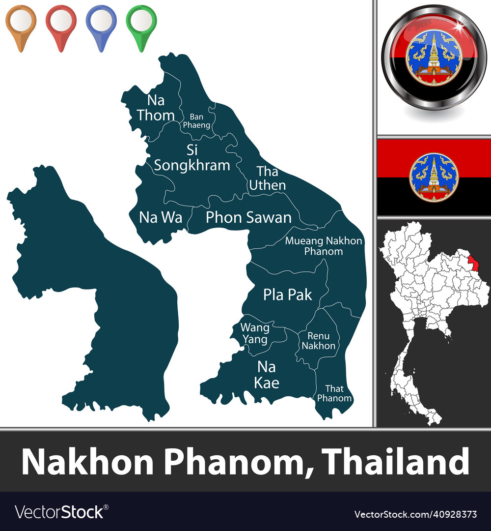 Map of nakhon phanom thailand Royalty Free Vector Image