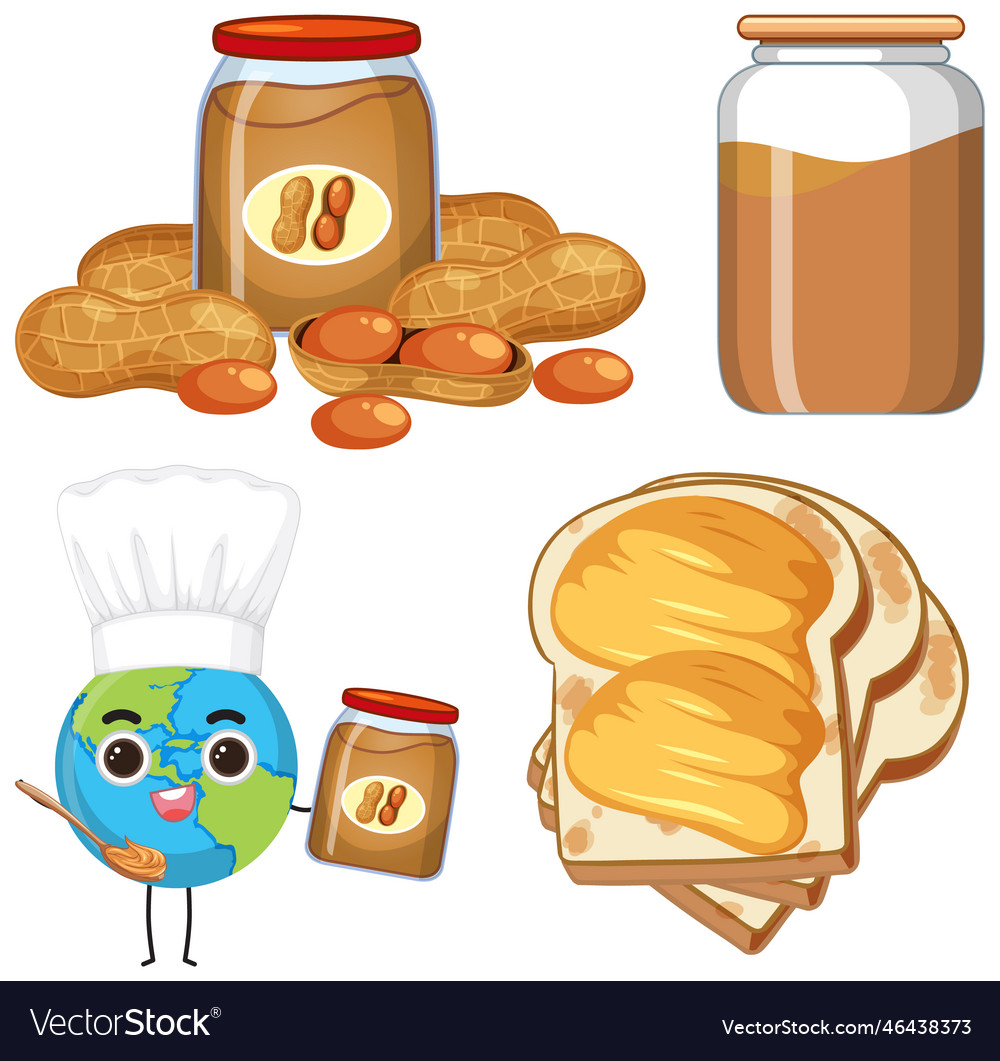 Peanut butter elements and icons set
