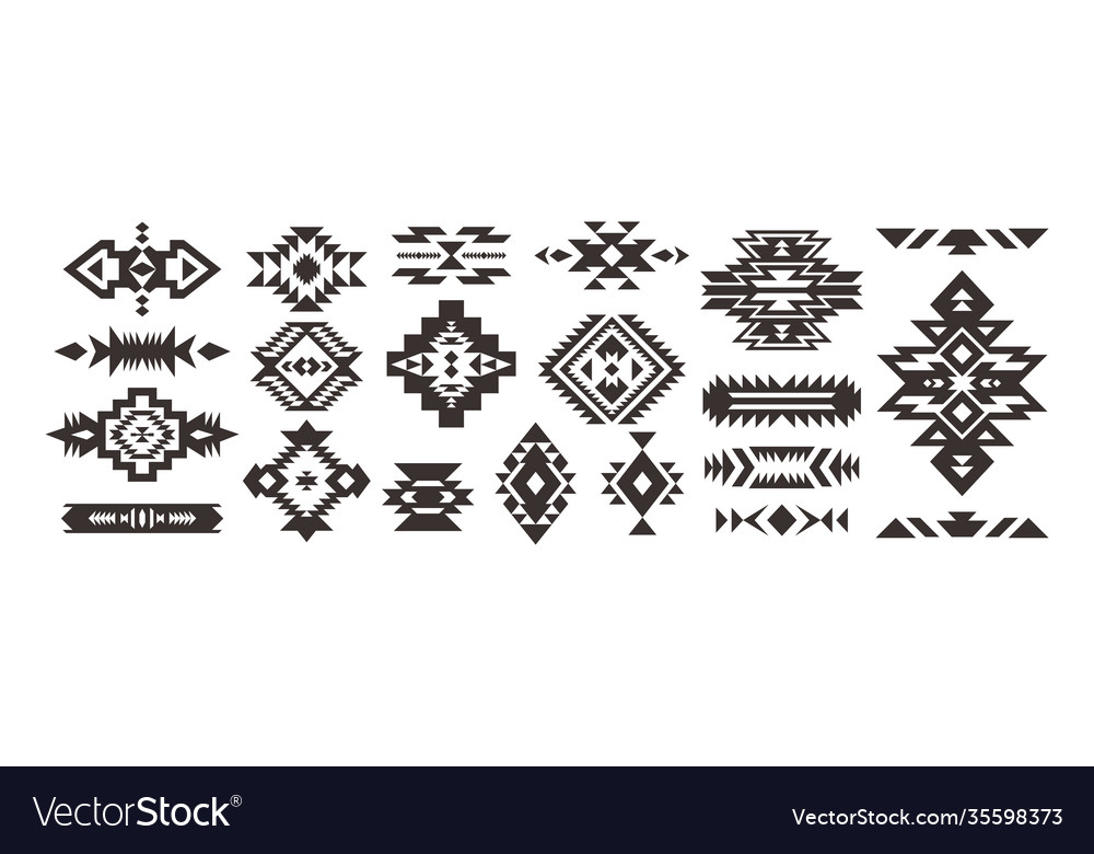 Set decorative ethnic elements isolated