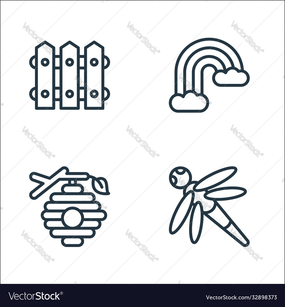Spring line icons linear set quality vector image Spring line icons linear set quality