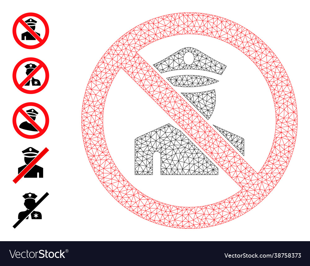Web network stop policeman icon with simple vector image Web network stop policeman icon with simple