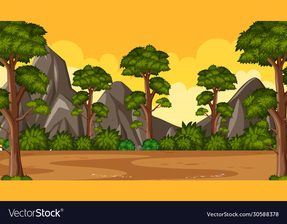 Background scene with many trees in park Vector Image