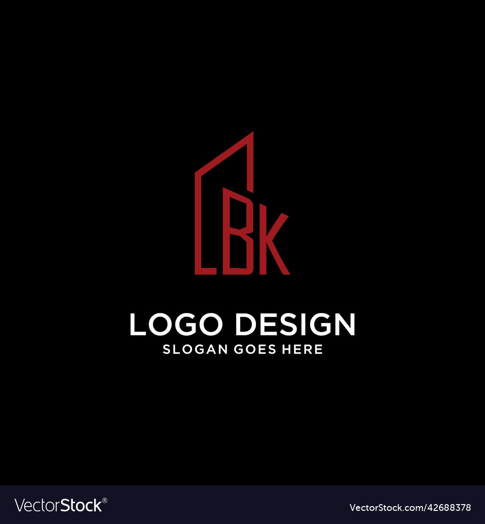 Bk initial monogram with building logo design