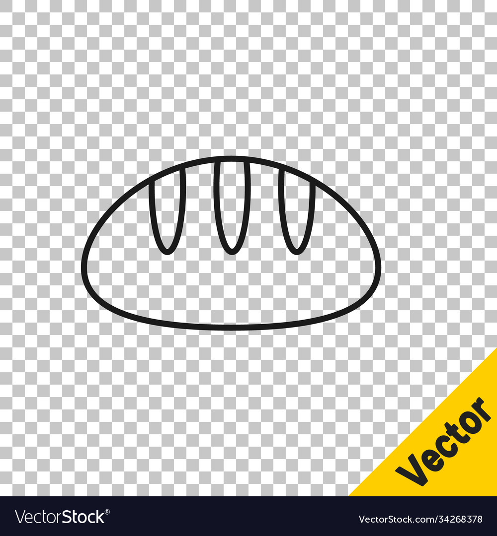 Black line bread loaf icon isolated on transparent