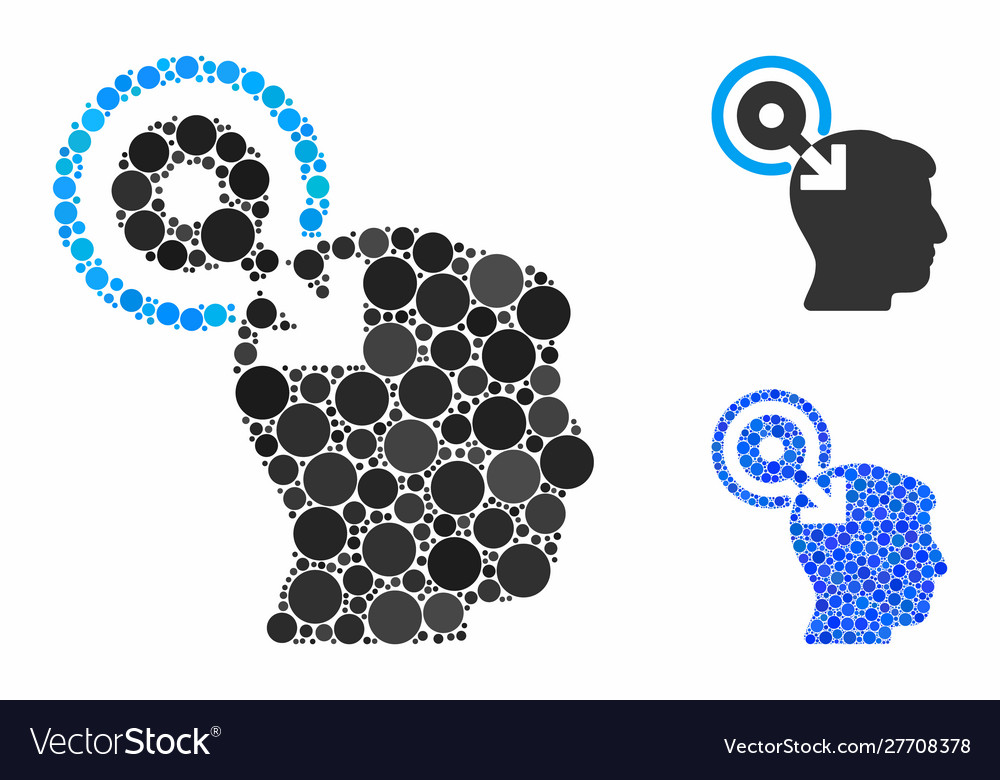 Brain interface plug-in mosaic icon round dots vector image Brain interface plug-in mosaic icon round dots
