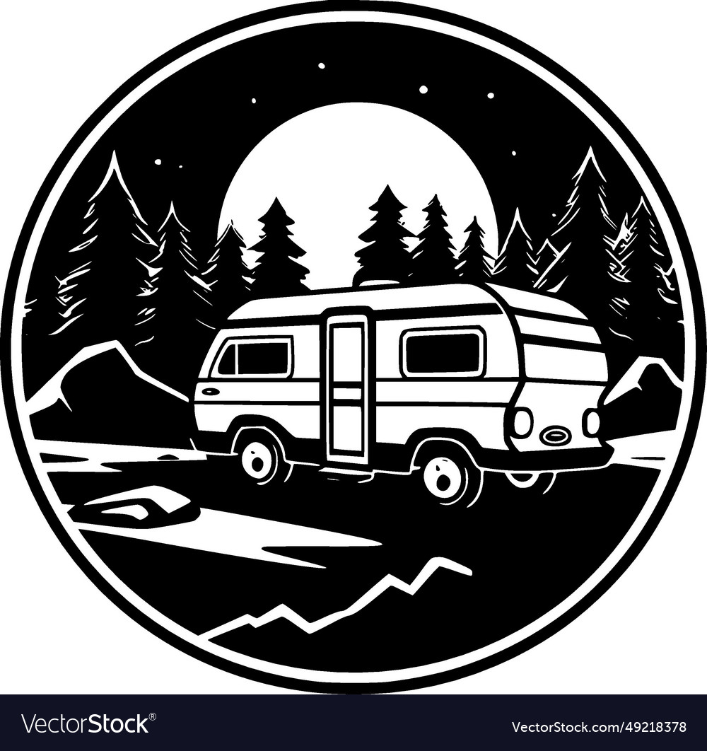 Camping - black and white isolated icon