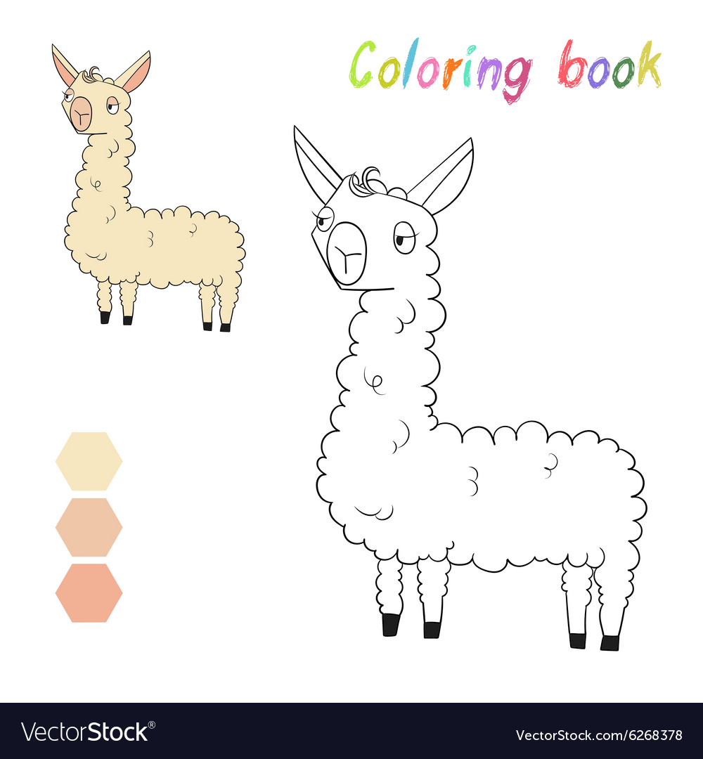 Coloring book lama kids layout for game