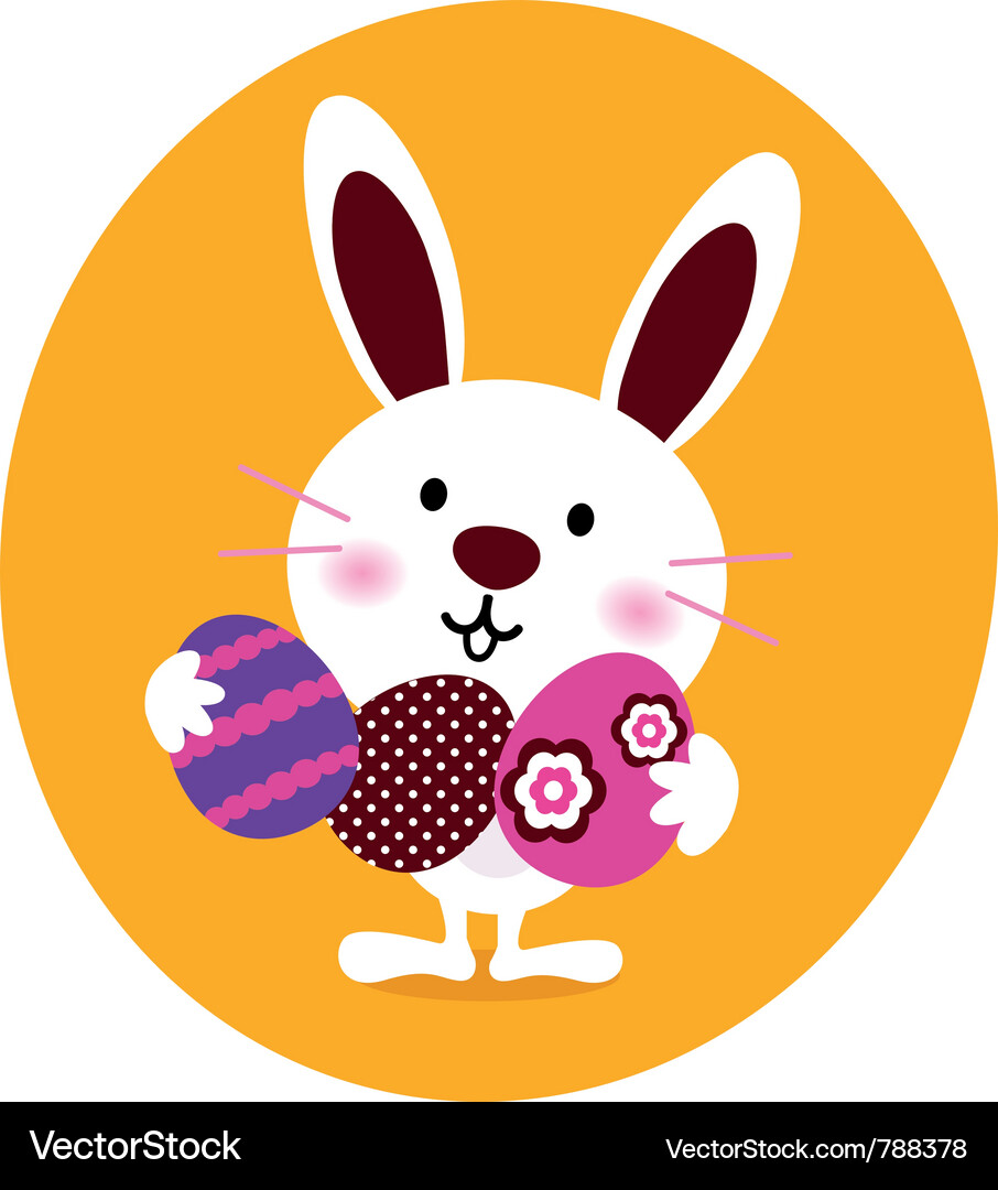 Cute Easter Bunny with Eggs Royalty Free Vector Image