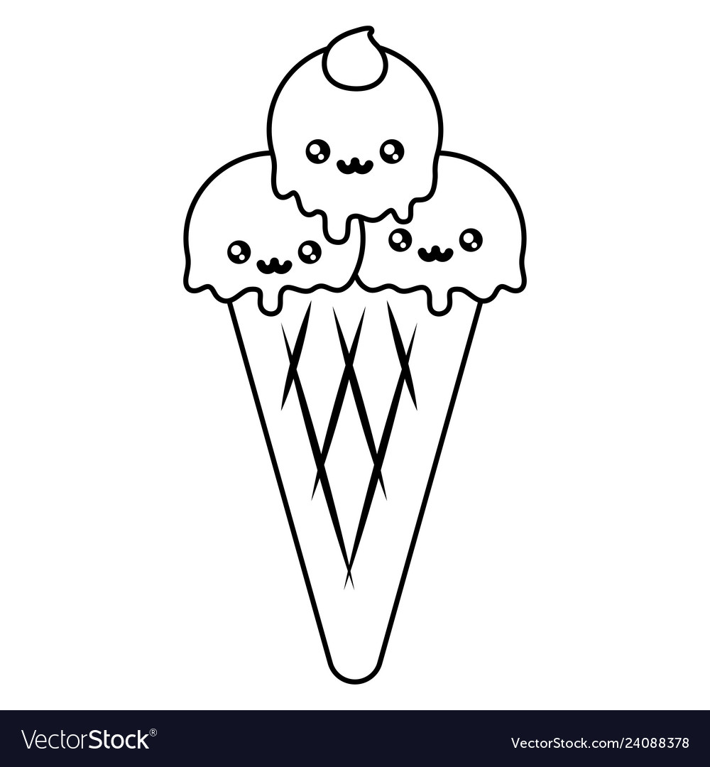 Cute ice cream kawaii character