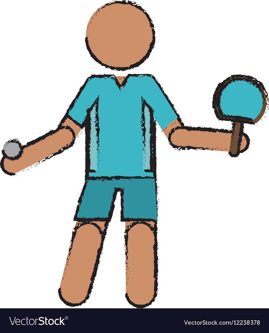 Drawing character ping-pong player with racket
