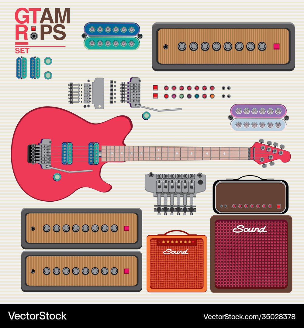 Guitar and amplifier for pattern Royalty Free Vector Image
