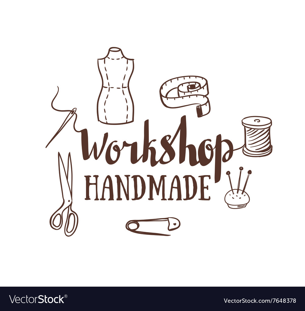 Hand drawn typography poster with dressmaking Vector Image