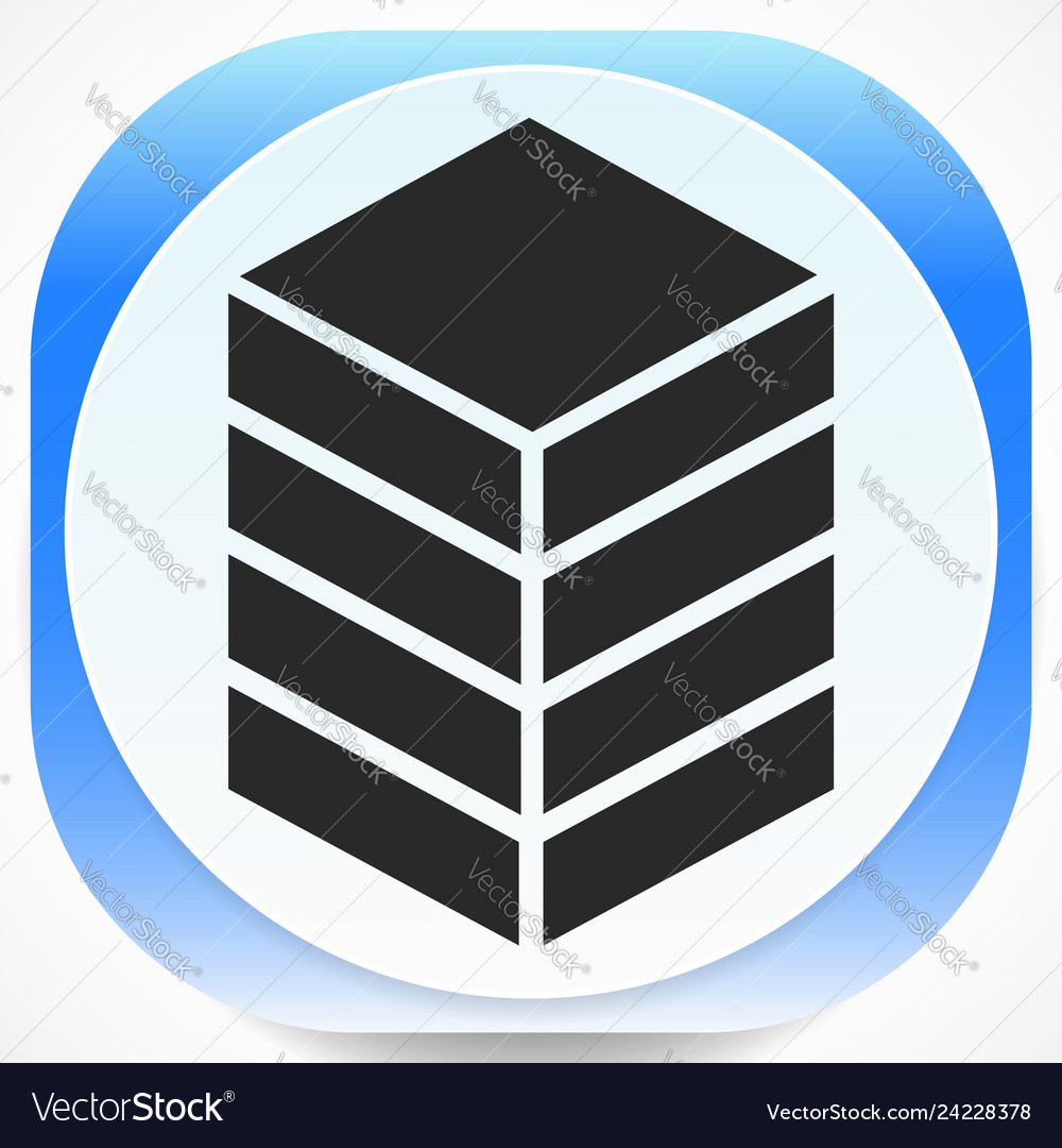 Icon with tower rack storage container datacenter vector image Icon with tower rack storage container datacenter