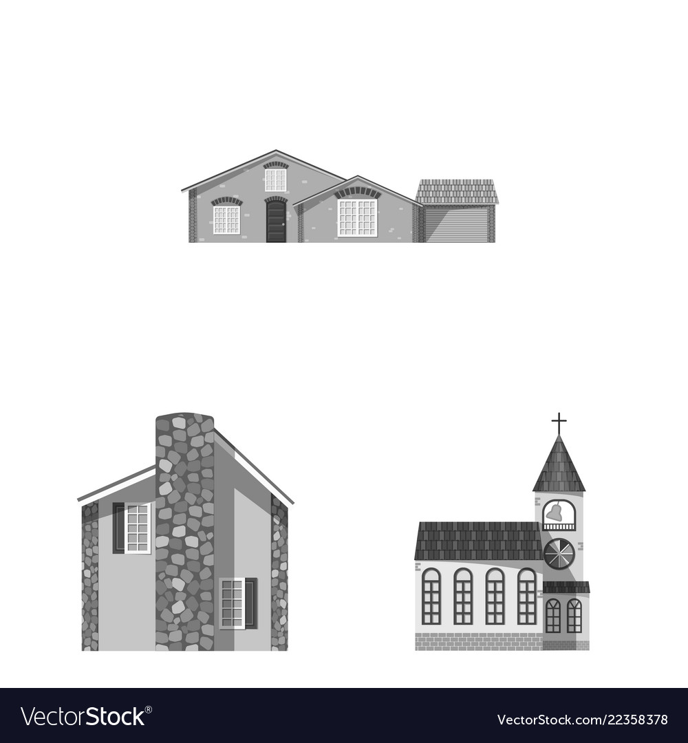 Isolated object of building and front symbol set vector image Isolated object of building and front symbol set