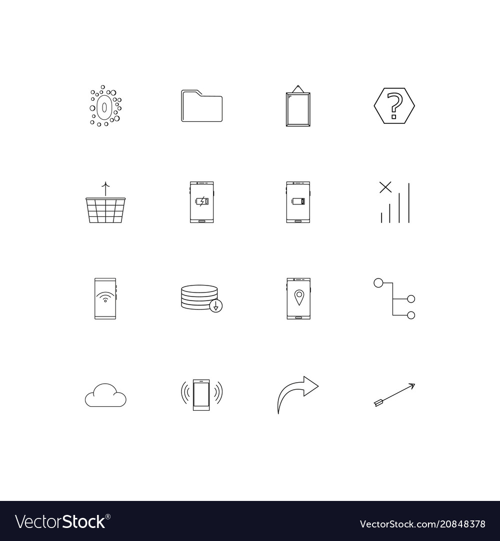 Network and database linear thin icons set