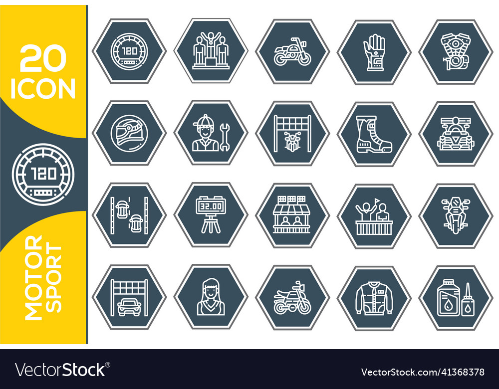 Printset of race related line icons includes Vector Image Printset of race related line icons includes