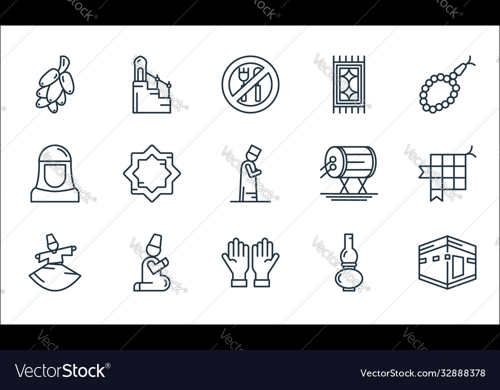 Ramadan line icons linear set quality