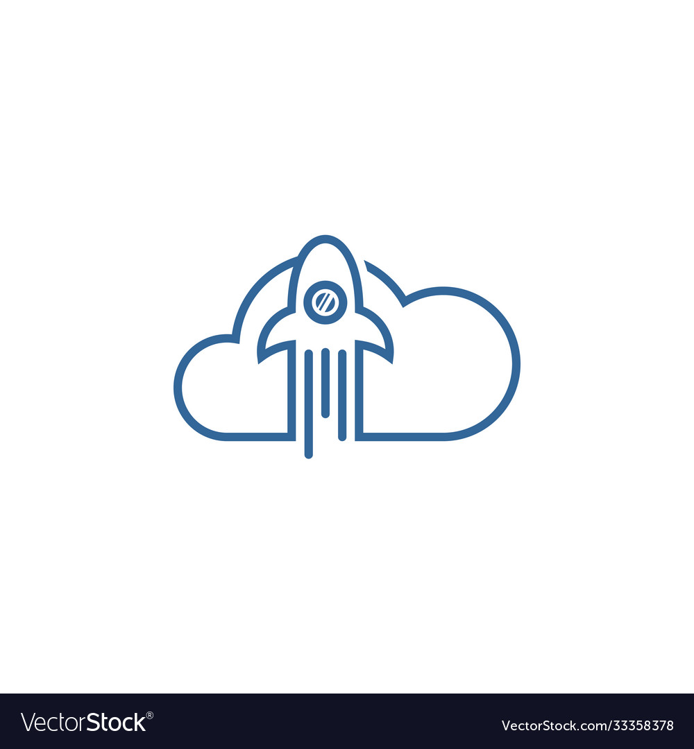 Rocket cloud logo icon template creative design