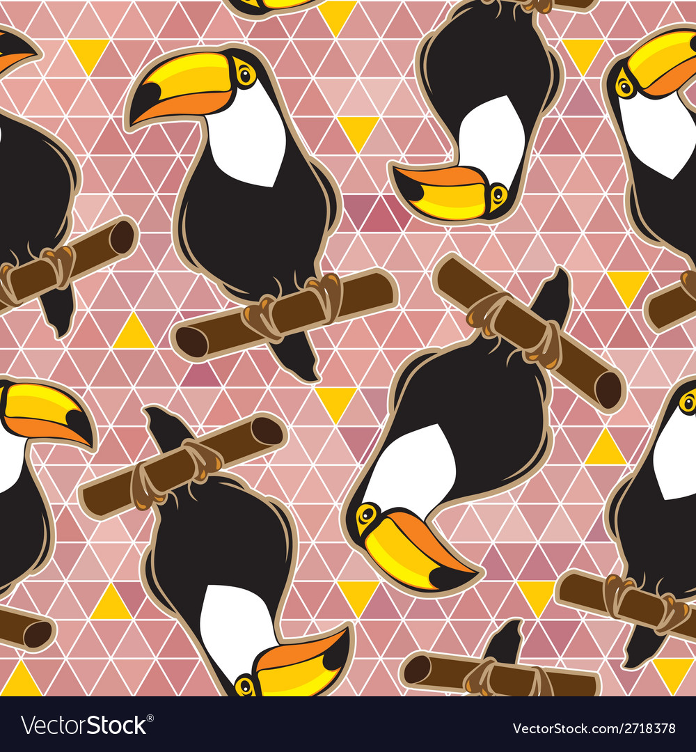 Seamless exotic brazil toucan bird background