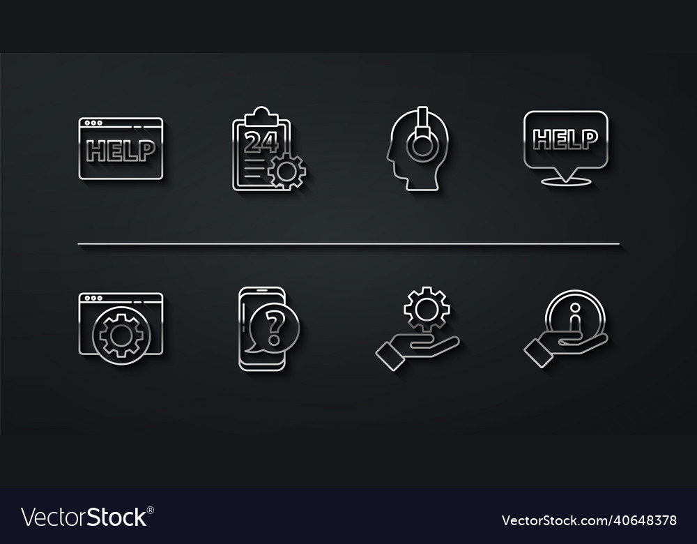 Set line browser help setting speech bubble vector image Set line browser help setting speech bubble