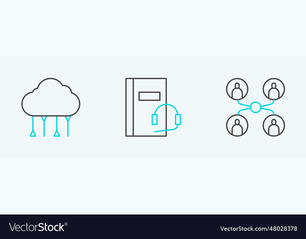 Set line online class network cloud connection vector image Set line online class network cloud connection
