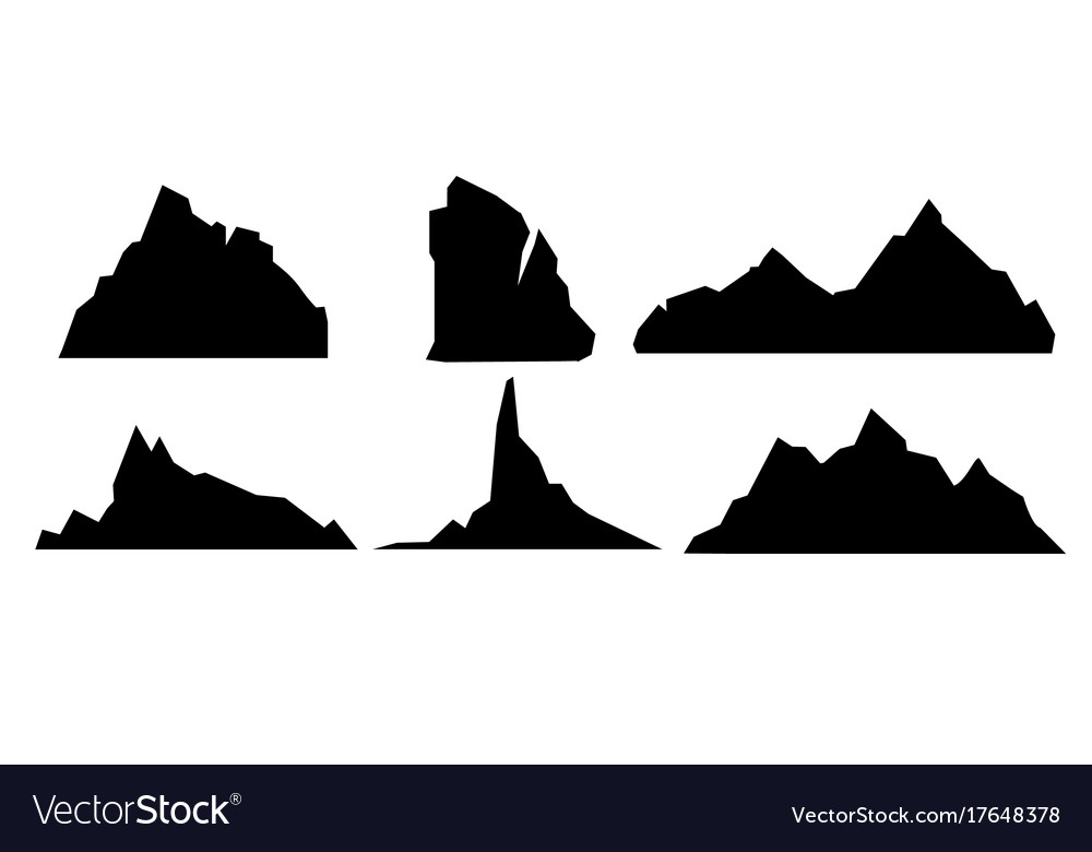 Set of black and mountain Royalty Free Vector Image