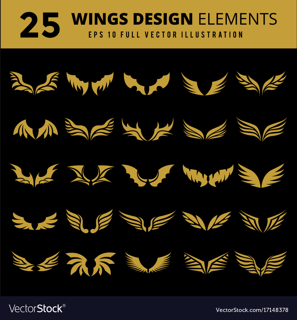 Wings set of design elements design for icon Vector Image