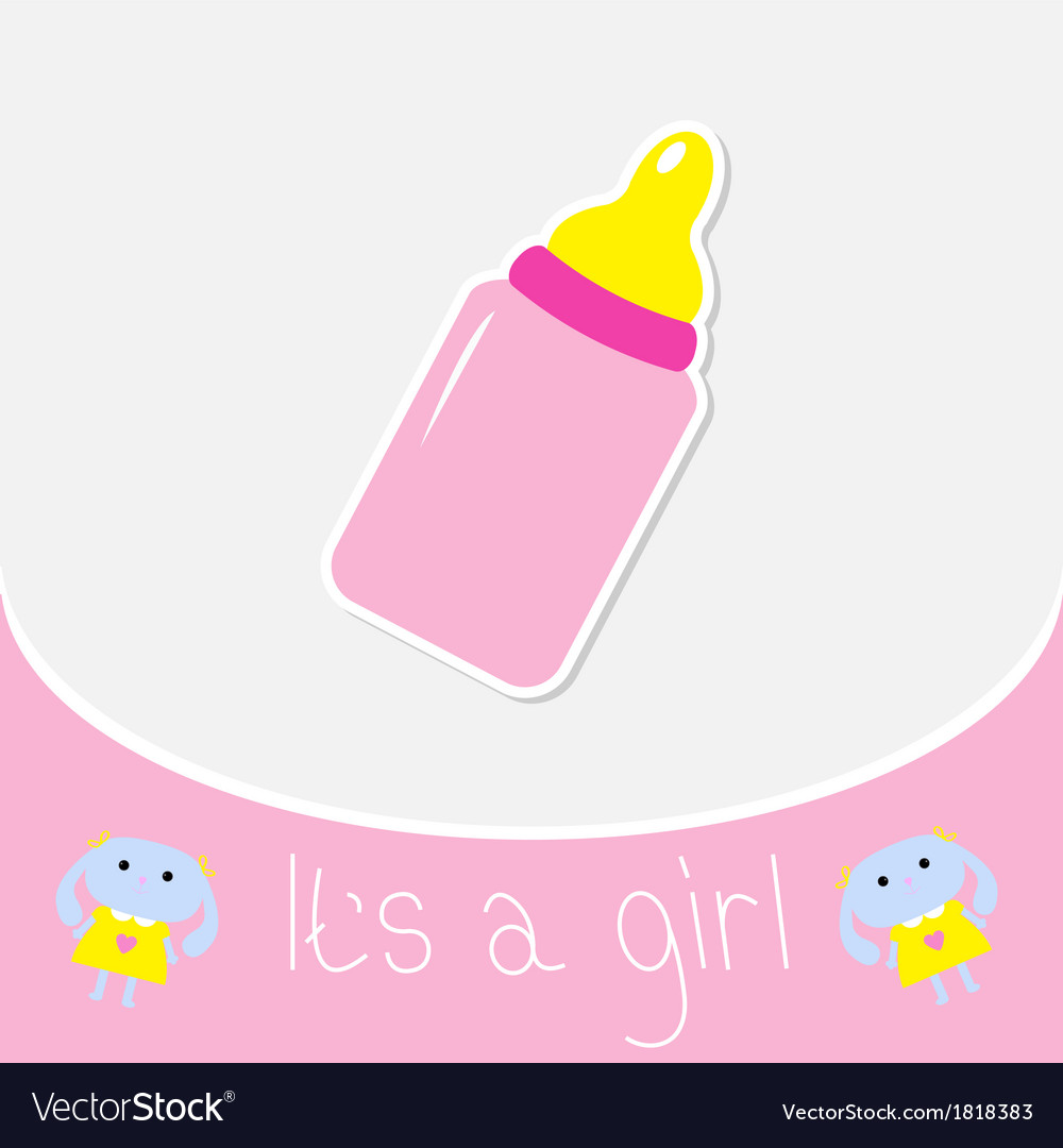 Baby bottle shower card its a girl