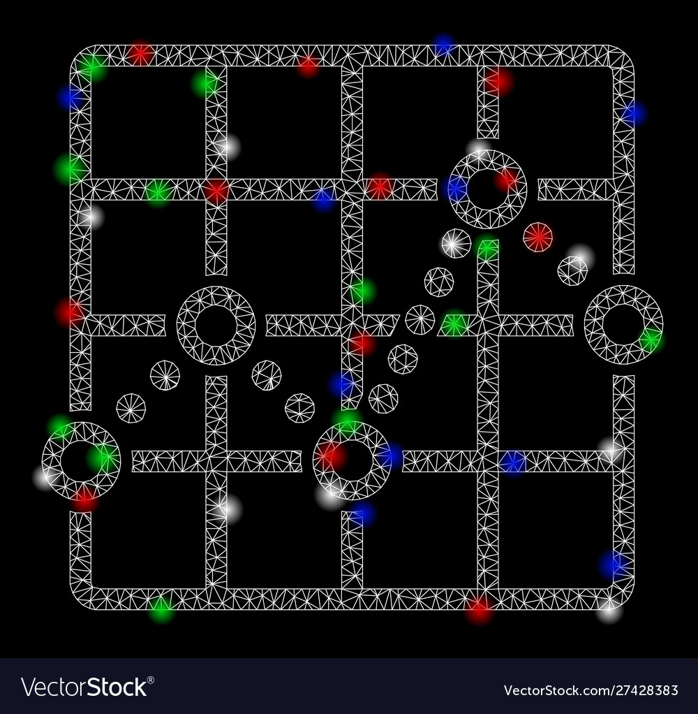 Bright mesh network line plot with flare spots vector image Bright mesh network line plot with flare spots