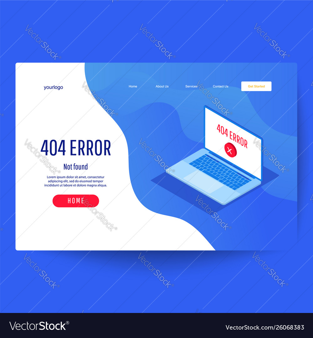Error 404 page not found concept web vector image Error 404 page not found concept web