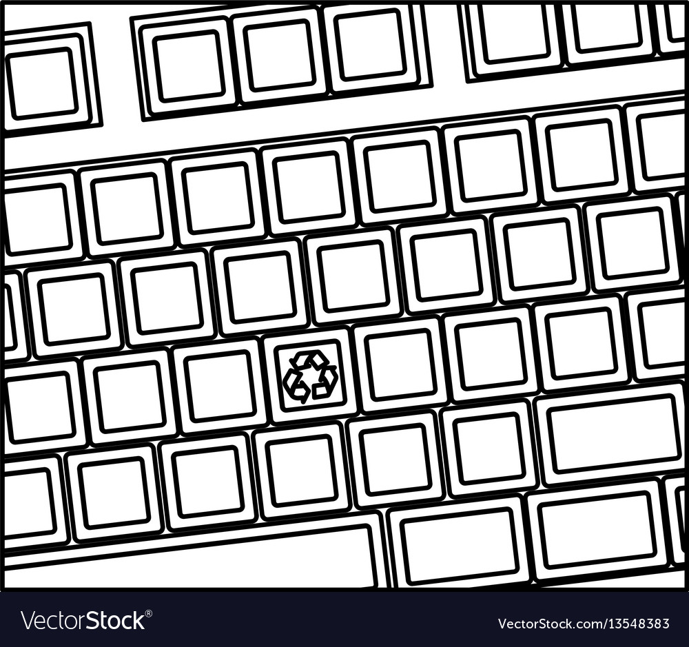 Figure computer keyboard with recycle symbol icon