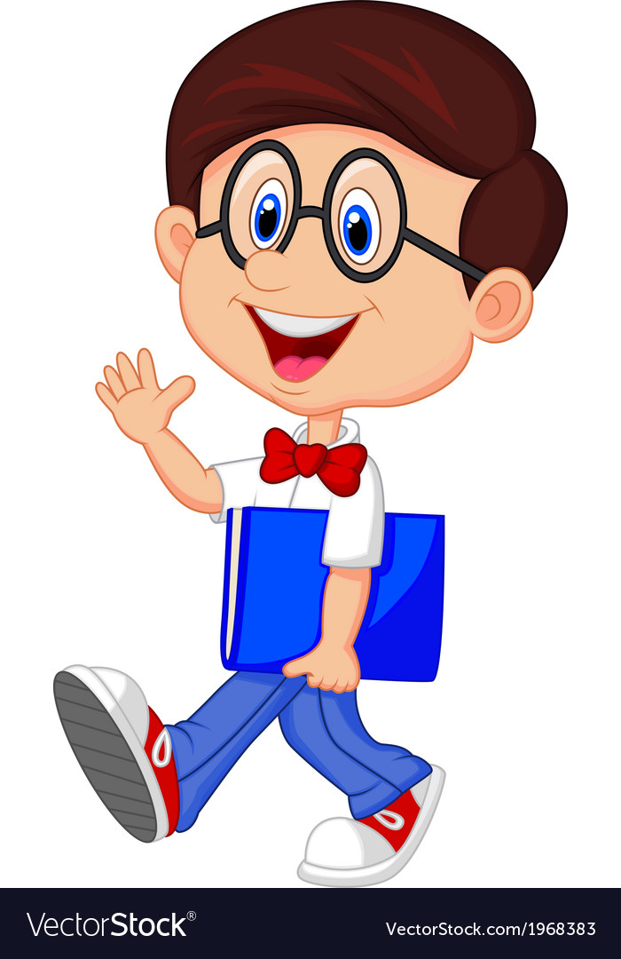 Funny Geek Cartoon With Big Glasses In White Shirt 