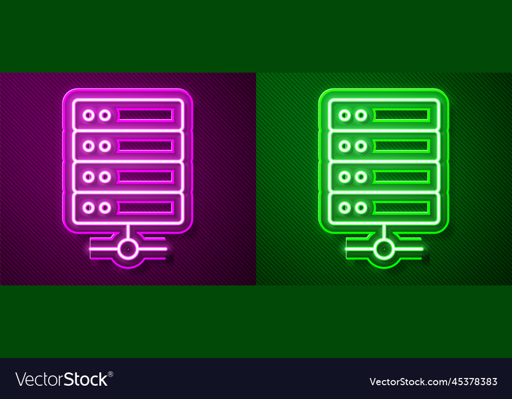Glowing neon line server data web hosting icon