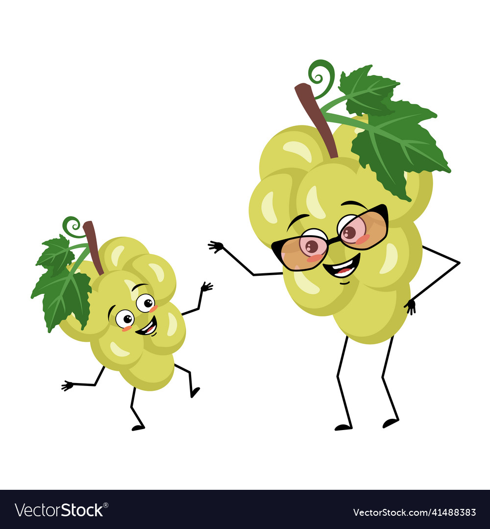 Grape character with happy emotion joyful face vector image Grape character with happy emotion joyful face