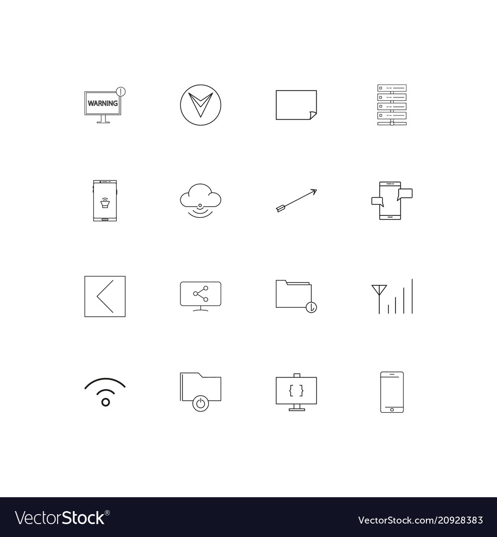 Netzwerk und Datenbank lineare dünne Symbole Set
