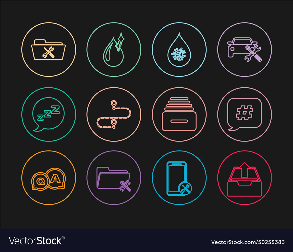 Set line upload inbox hashtag speech bubble dirty vector image Set line upload inbox hashtag speech bubble dirty