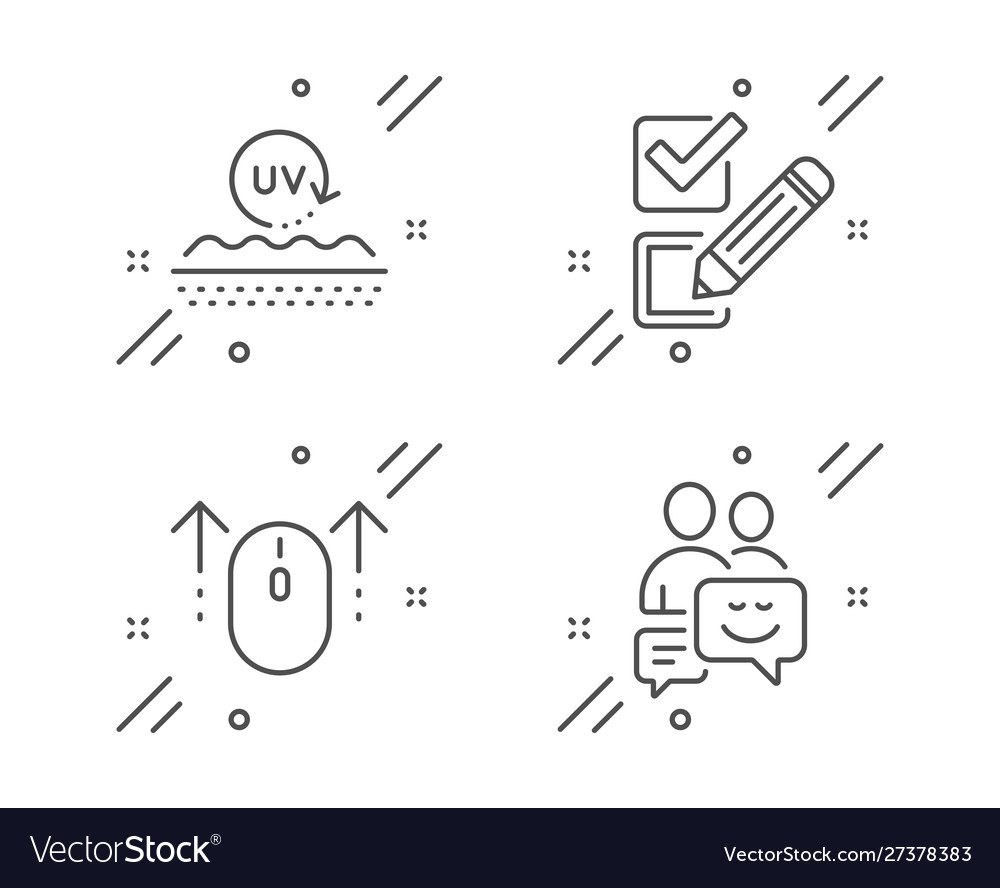 Swipe up uv protection and checkbox icons set vector image Swipe up uv protection and checkbox icons set