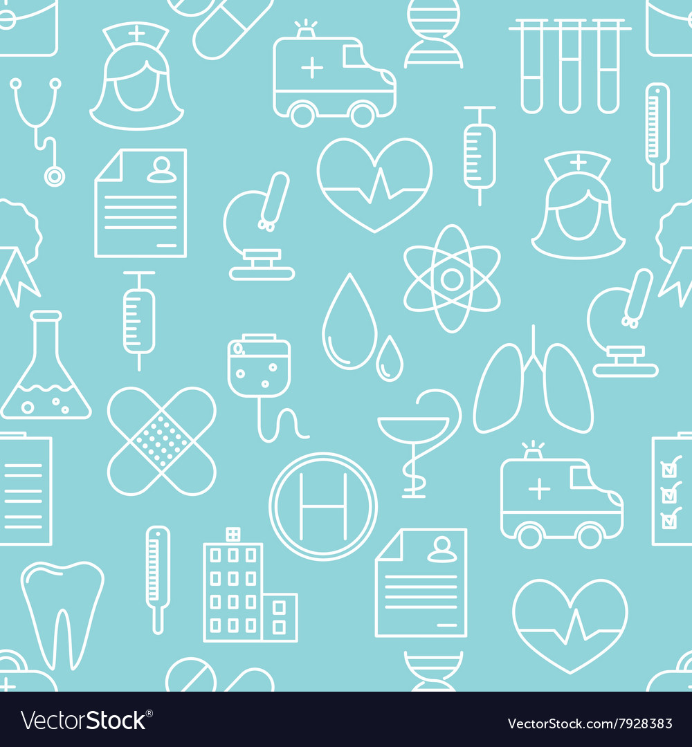 Thin line icons seamless pattern