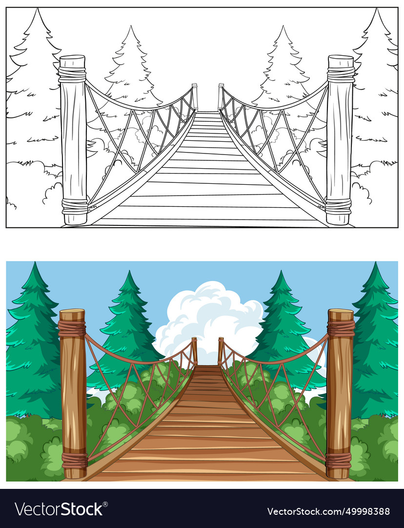 A bridge in forest setting Vector Image A bridge in forest setting