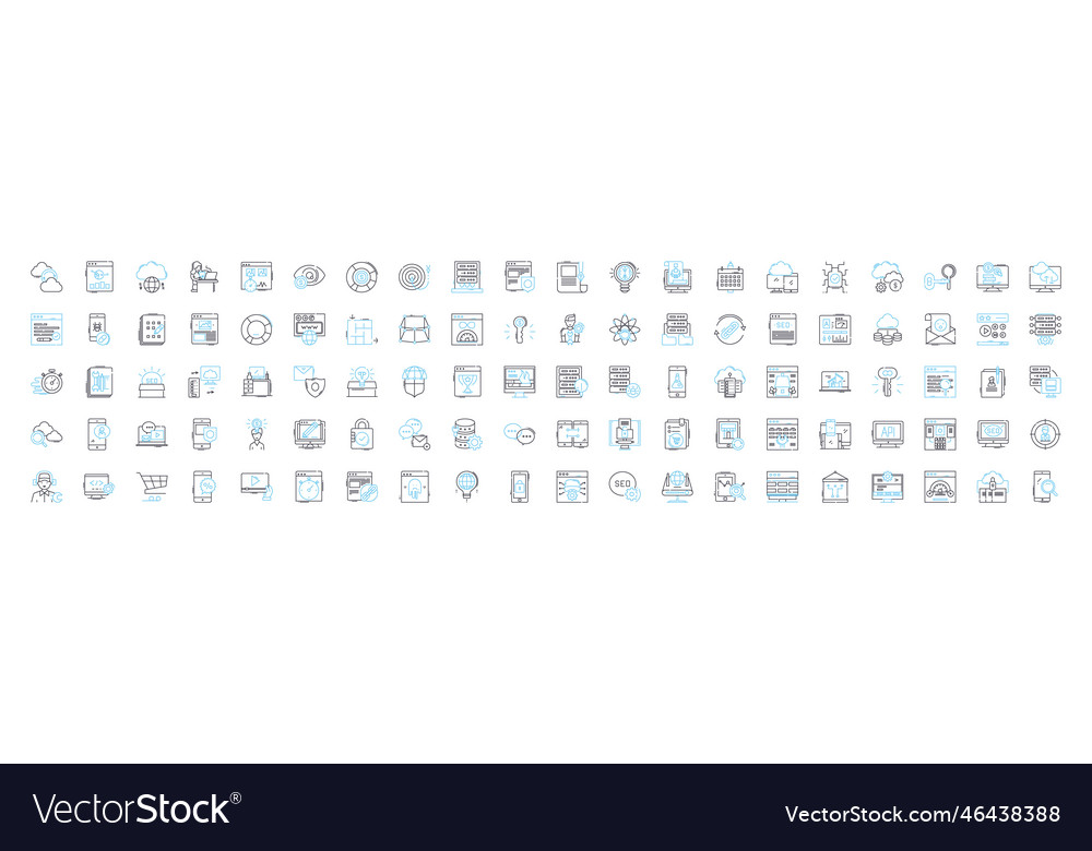 App programming line icons set vector image App programming line icons set