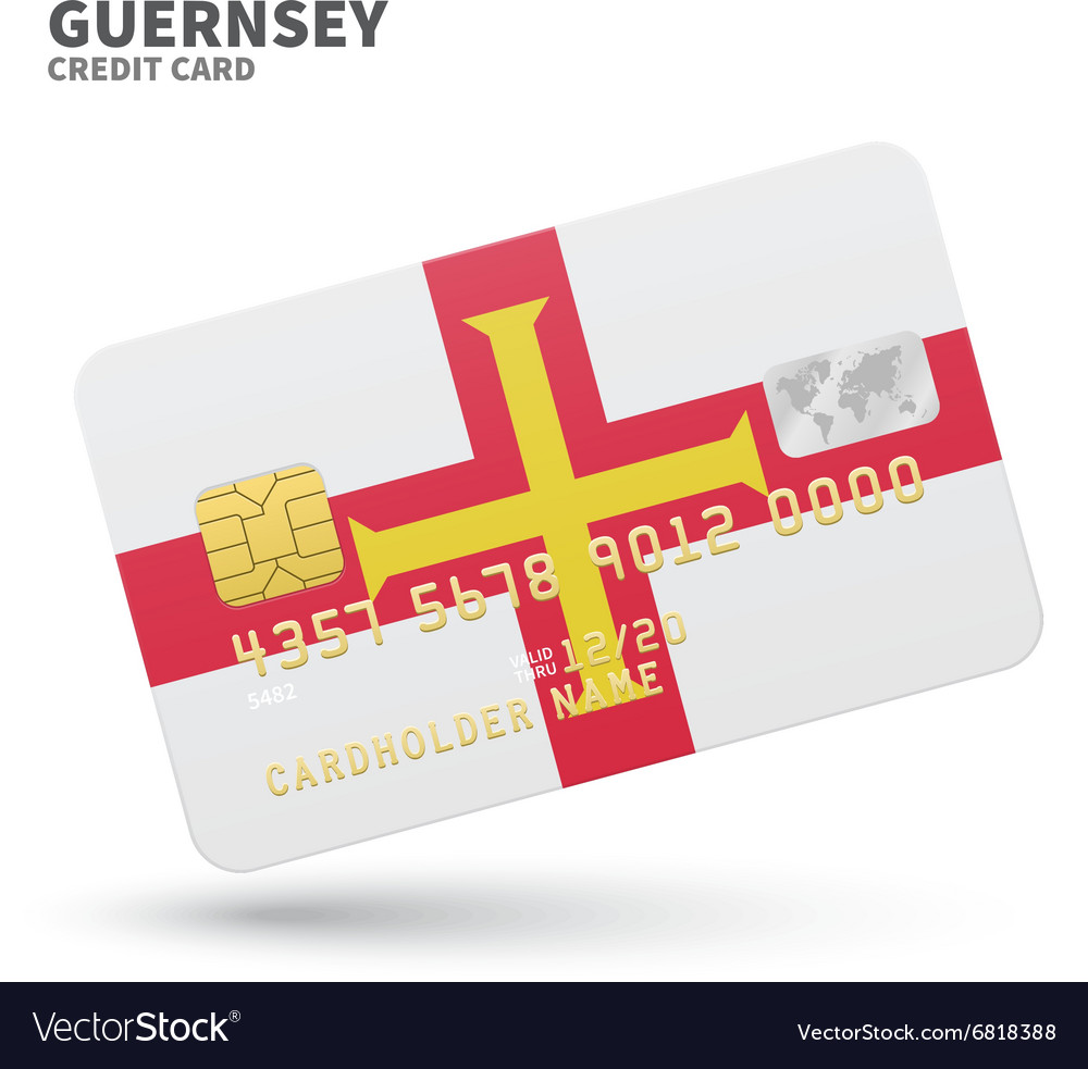 Credit card with guernsey flag background for bank