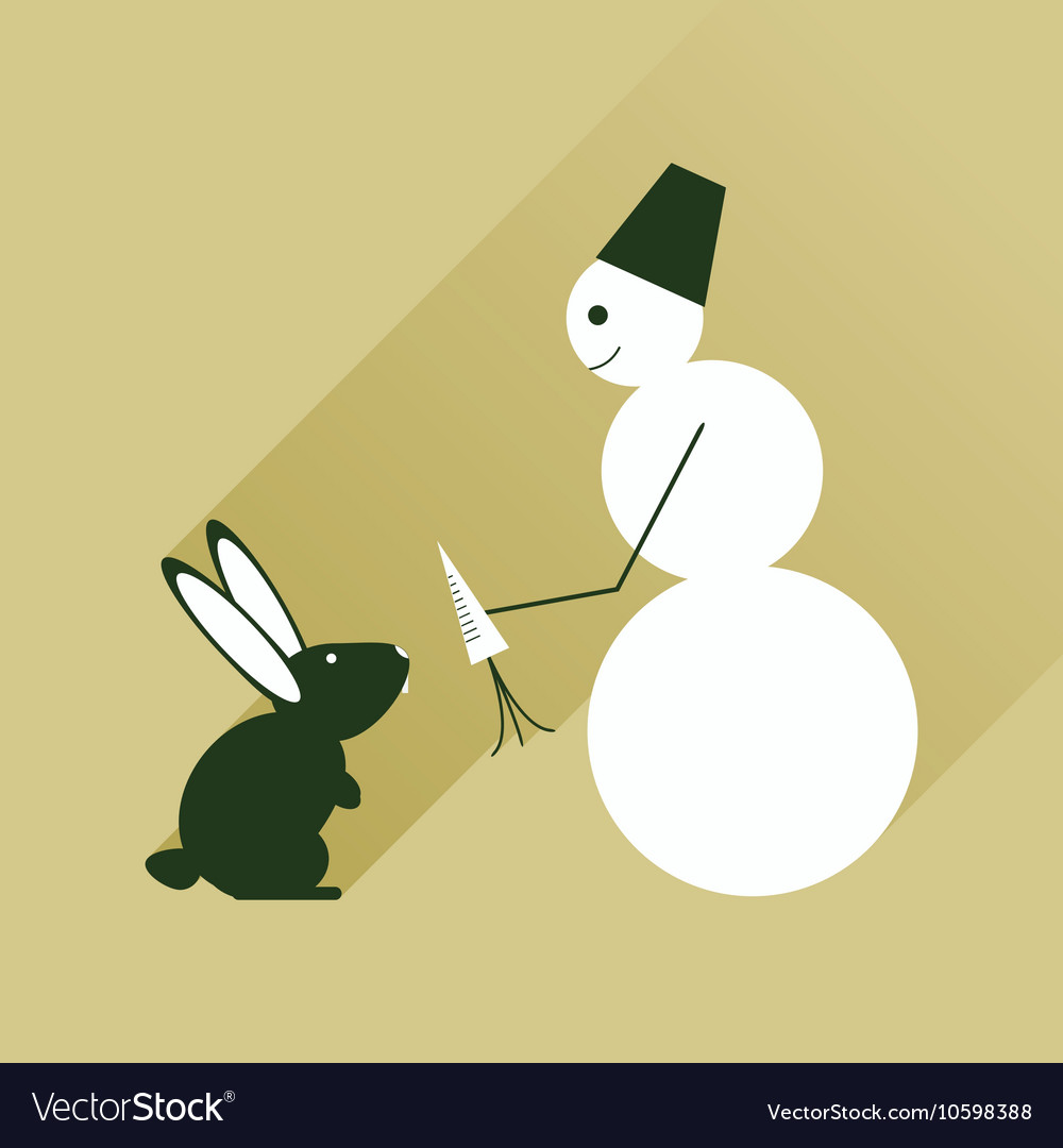 Flat web icon with long shadow snowman and rabbit