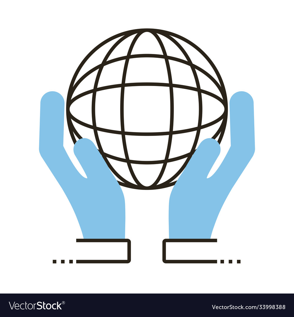 Hands lifting sphere browser line and fill style