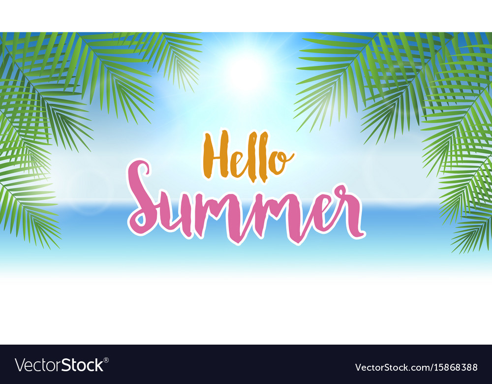 Hello summer concept background with palm
