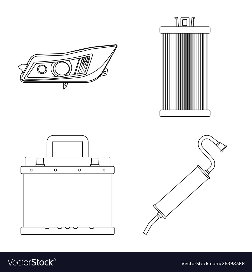 Isolated object auto and part sign collection vector image Isolated object auto and part sign collection