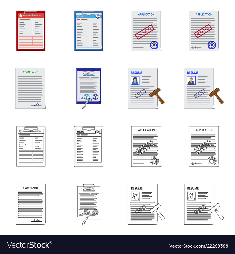 Isolated object of form and document logo set