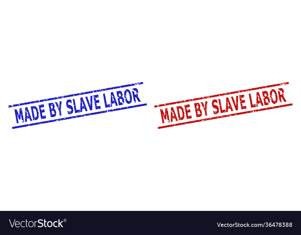 Made by slave labor stamp seals with grunge Vector Image